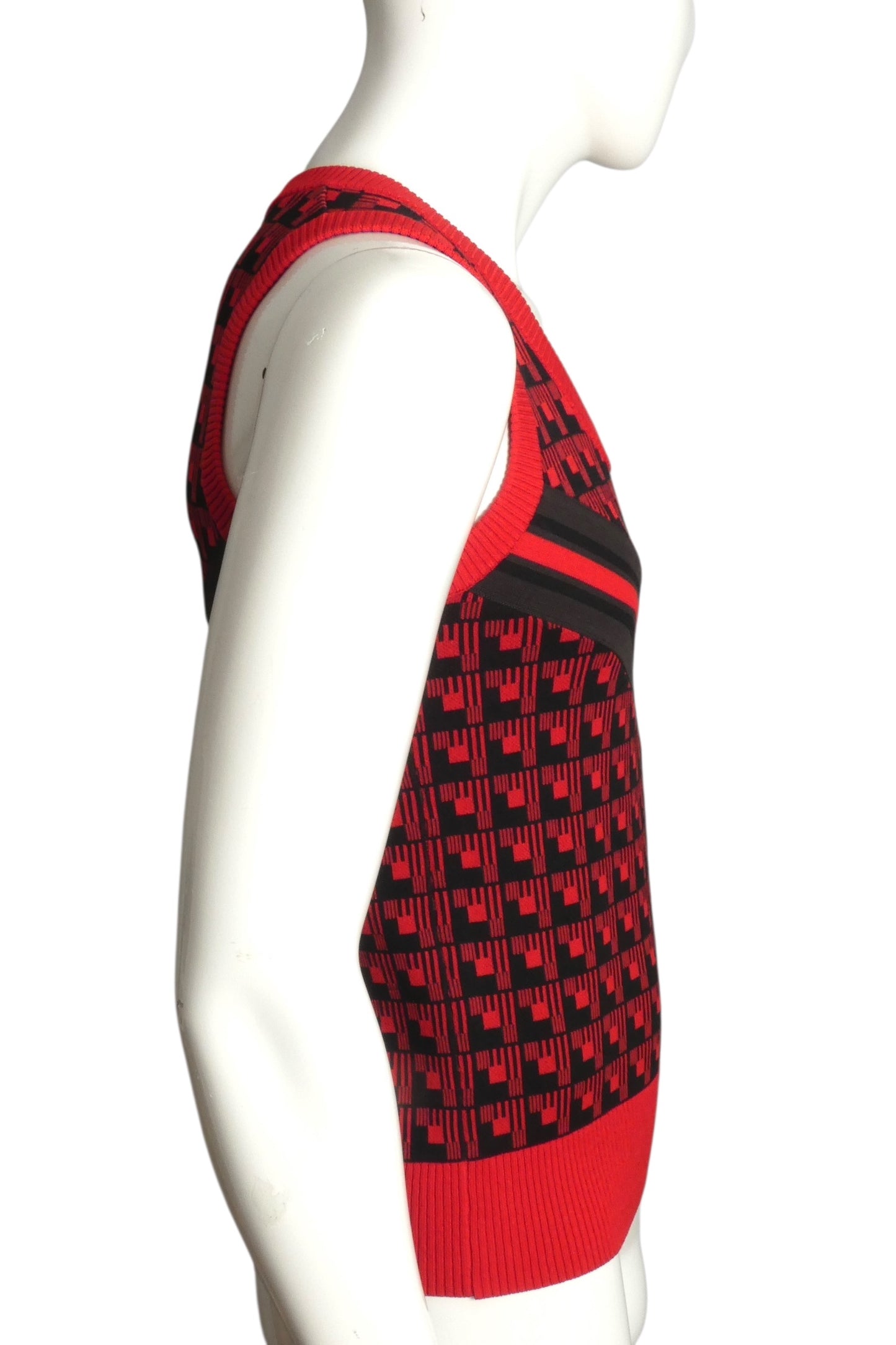 ADIDAS X WALES BONNER- Red & Black Print Sweater Vest, Size XS