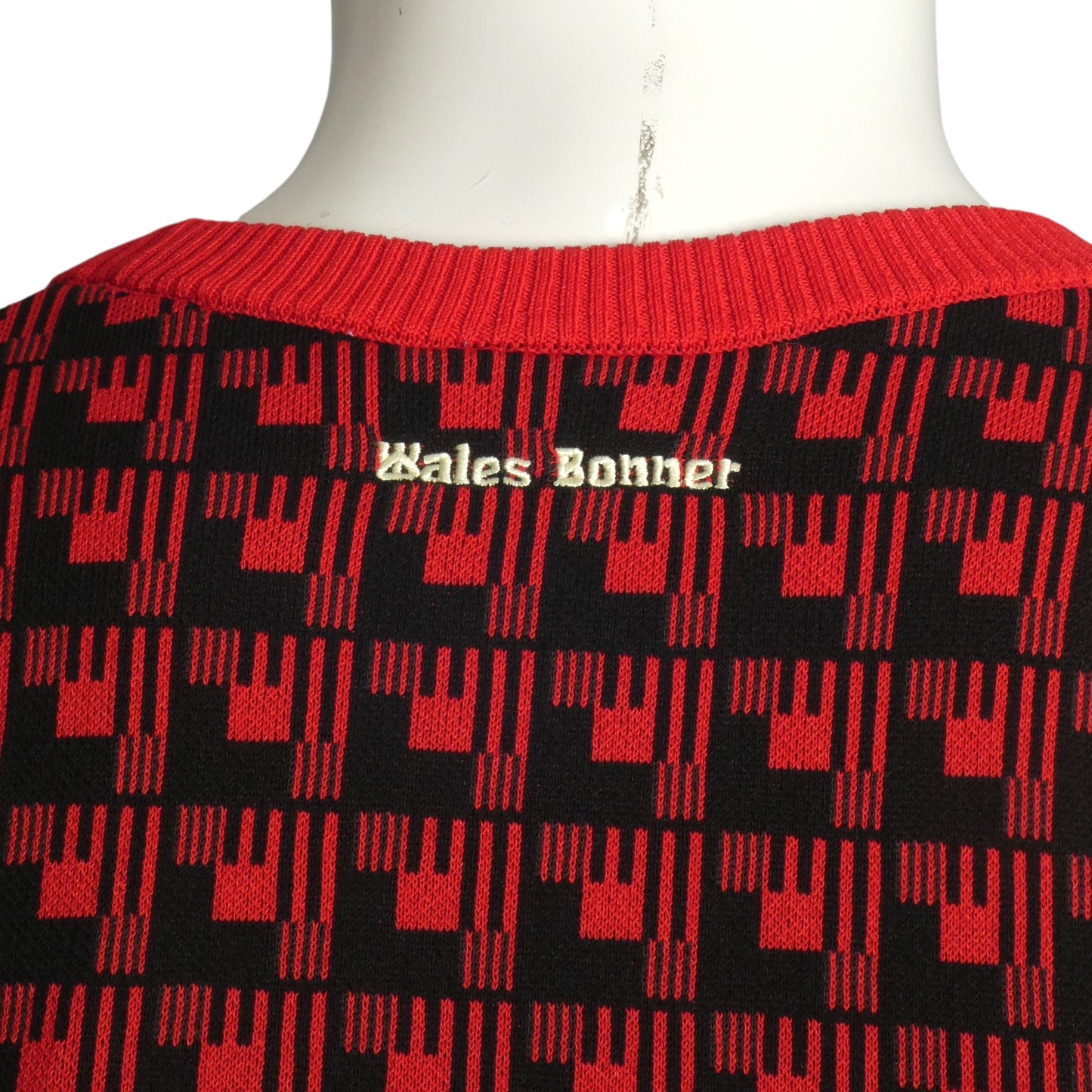 ADIDAS X WALES BONNER- Red & Black Print Sweater Vest, Size XS
