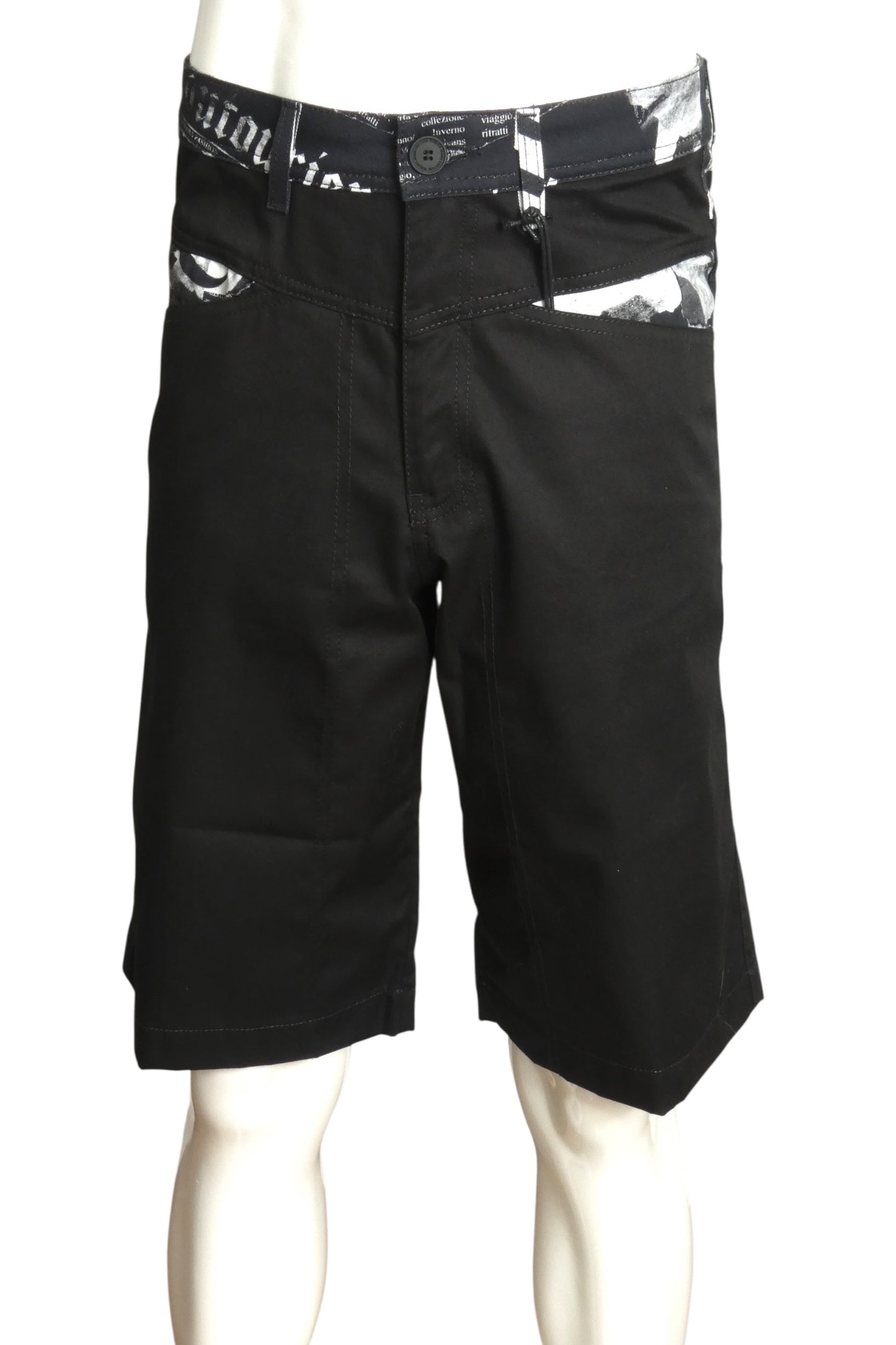 VERSACE JEANS COUTURE- NWT Black Cotton Magazine Shorts, Waist 30