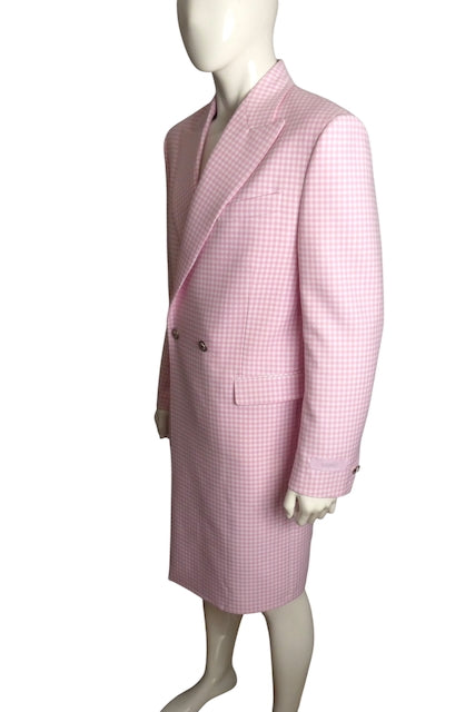 VERSACE NWT 2024 Wool Gingham Overcoat, Size Large