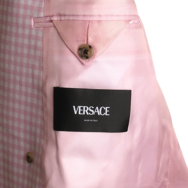 VERSACE NWT 2024 Wool Gingham Overcoat, Size Large