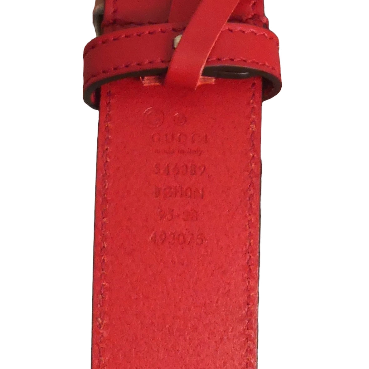 GUCCI- NIB Red Leather "Double G" Belt, Size 38