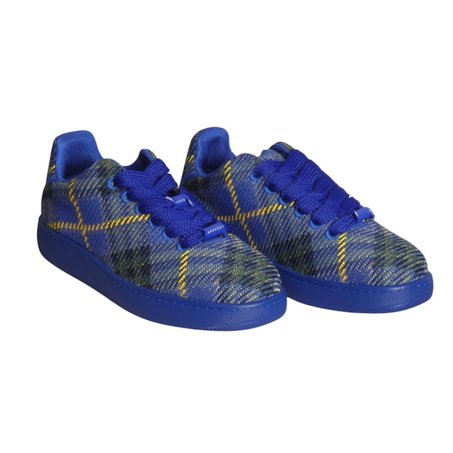 BURBERRY-Blue Low Top Plaid Trainers, Size 44.5