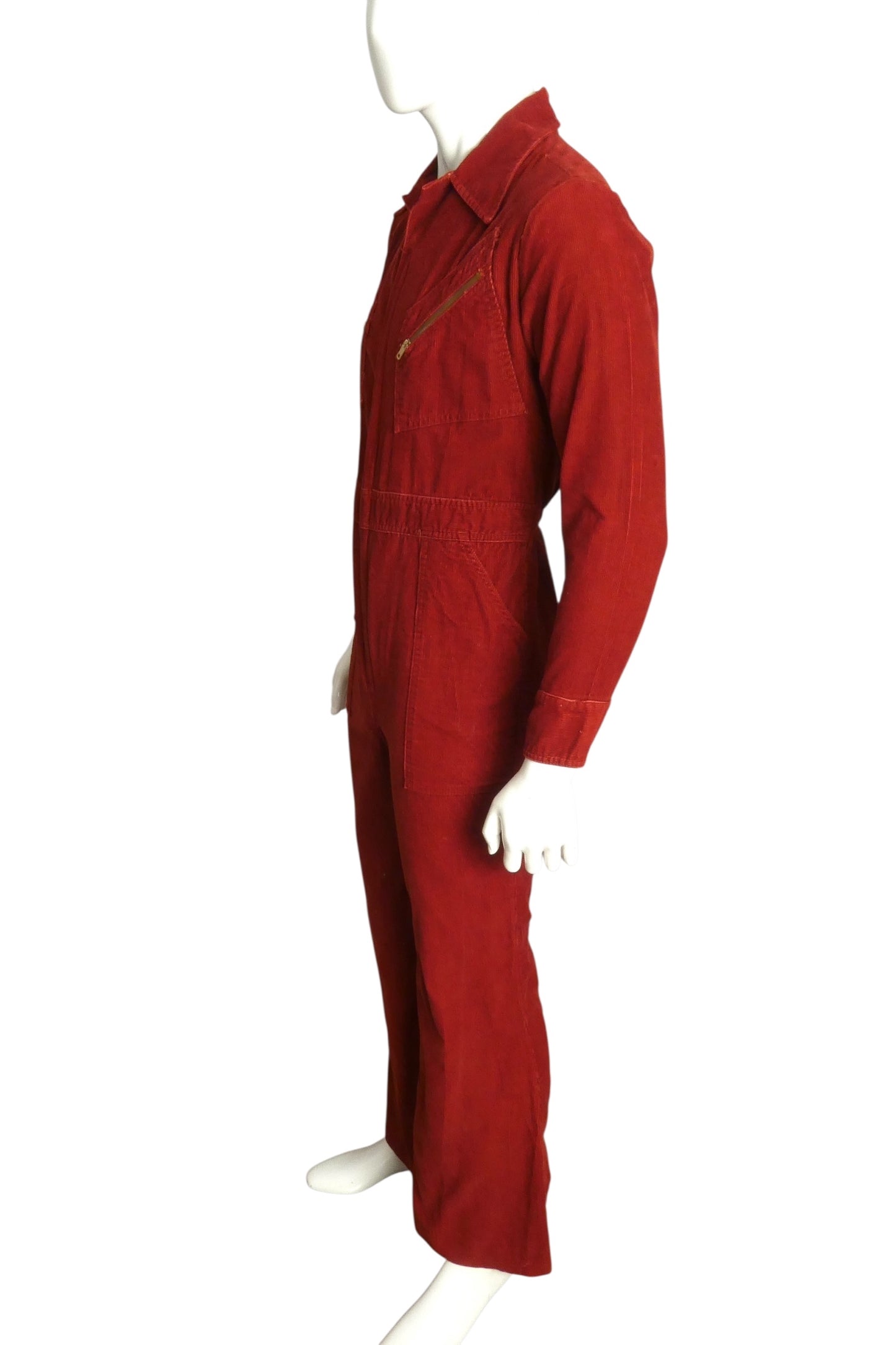 1970s Rust Corduroy Jumpsuit, Size Medium