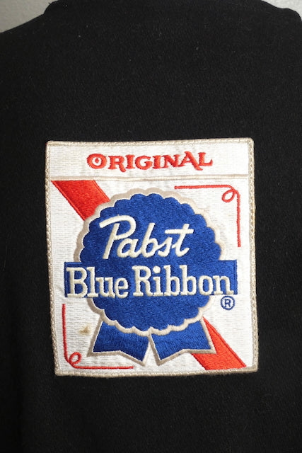 1960s Black Wool Knit PABST Jacket, Size Small