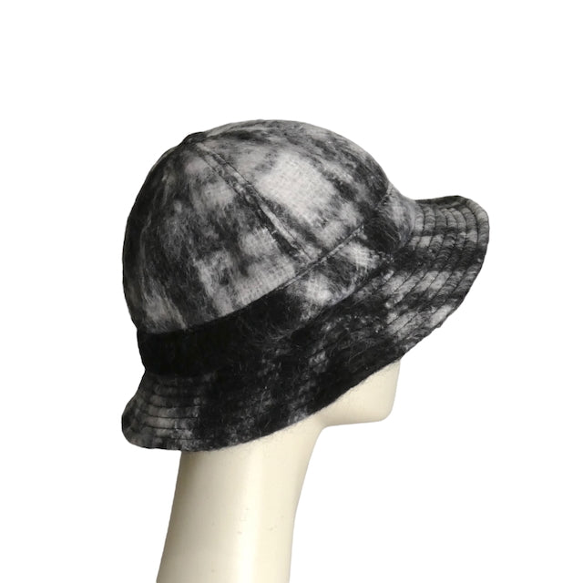 SUPREME 2025 Black & Grey Plaid Mohair Bucket Hat, Size M/L