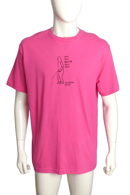 SUPREME- NWT 2025 Pink Graphic Print T-Shirt, Size Large