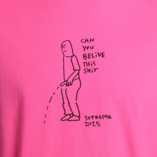 SUPREME- NWT 2025 Pink Graphic Print T-Shirt, Size Large