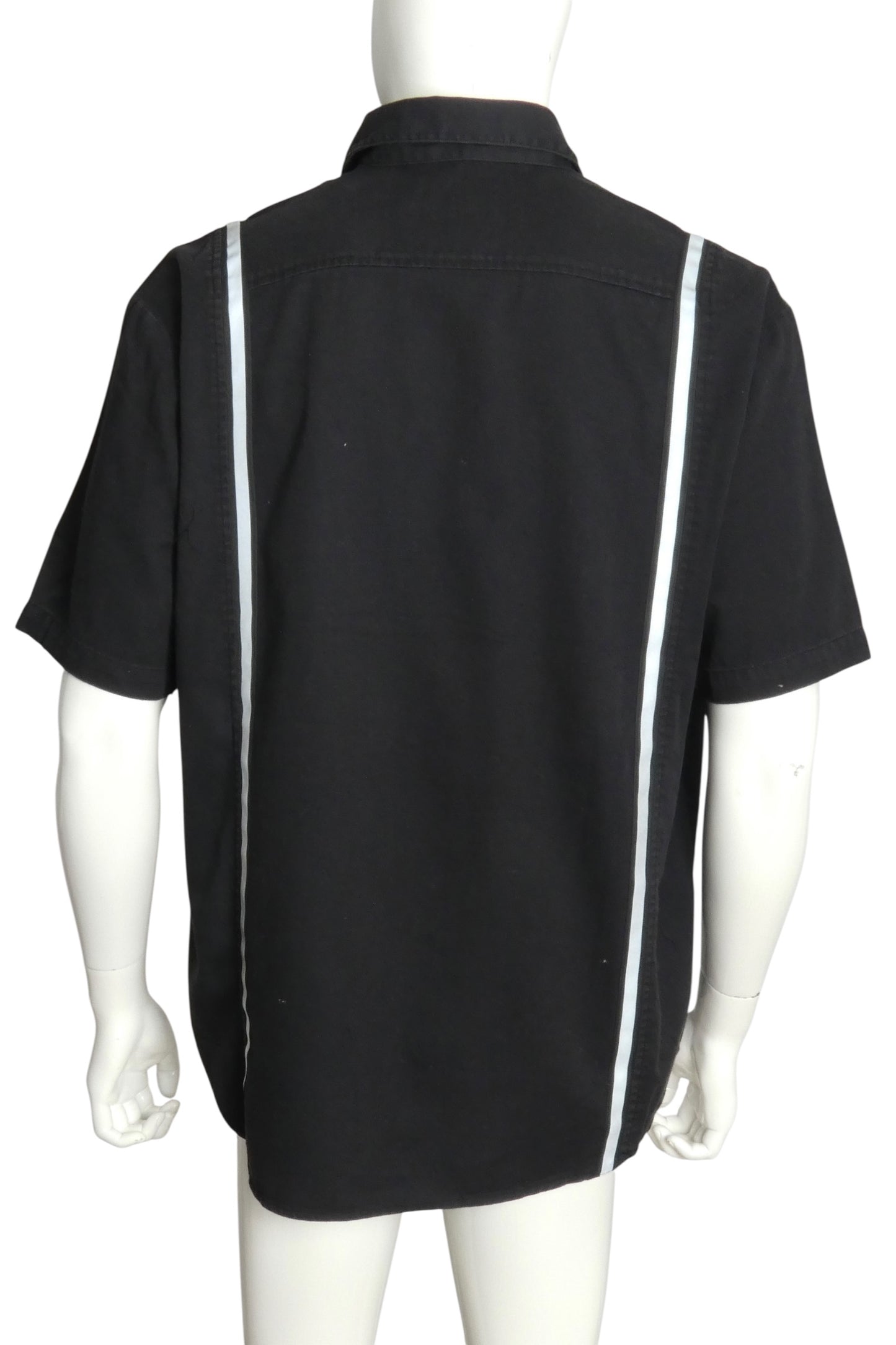 SUPREME- NWT Black Reflective Stripe S/S Work Shirt, Size Large