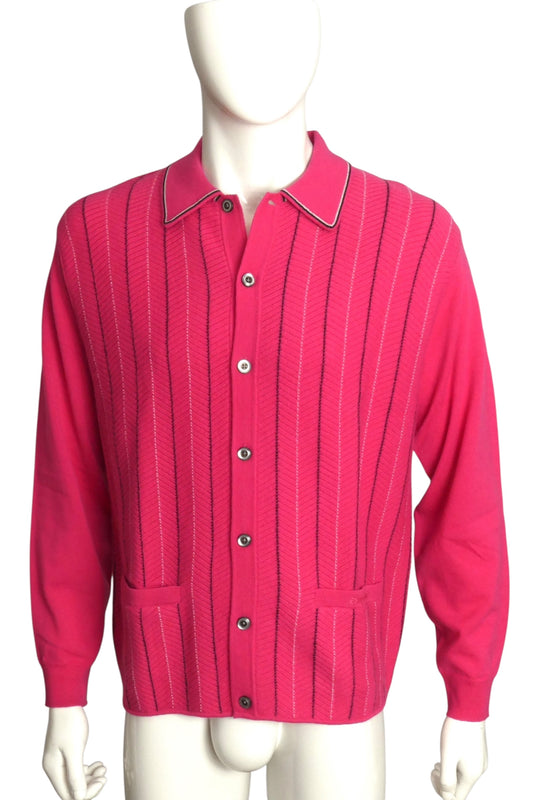 SUPREME- 2025 Pink Herringbone Cardigan Sweater, Size Medium