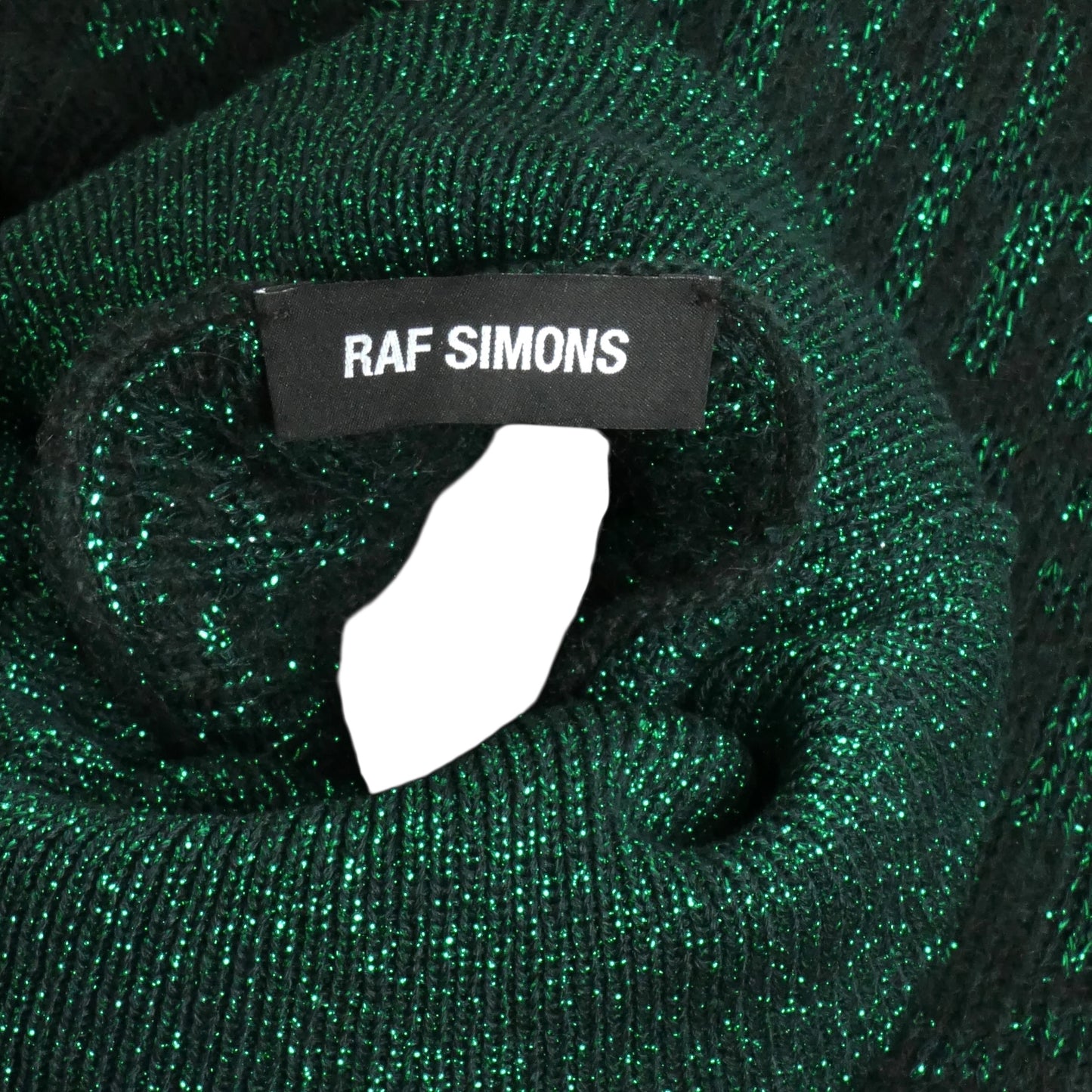 RAF SIMONS- 2019 Metallic Asymmetric Turtleneck Sweater, Size XS