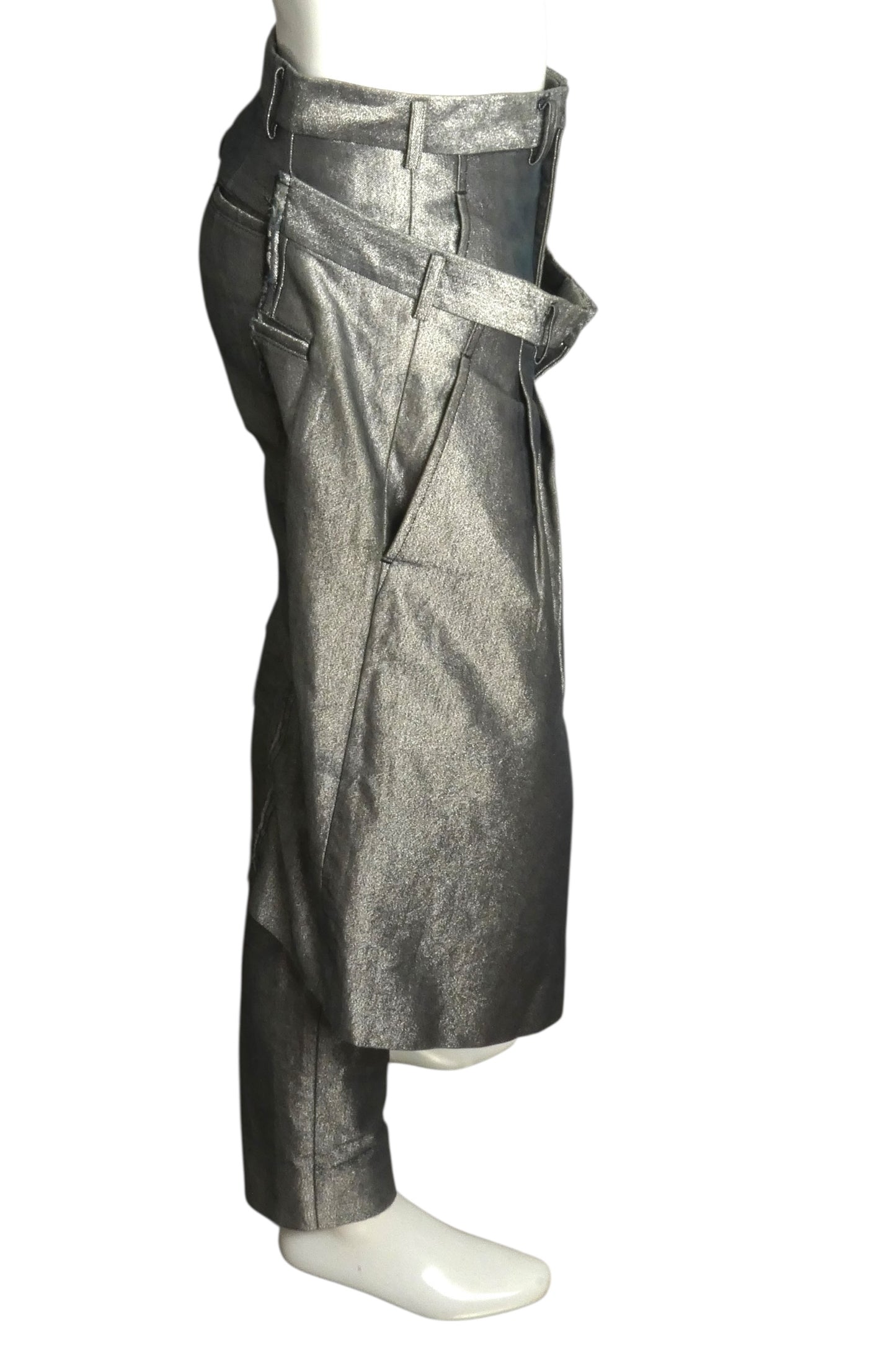COMME DES GARCONS- 2021 Silver Metallic Pants, Waist 32