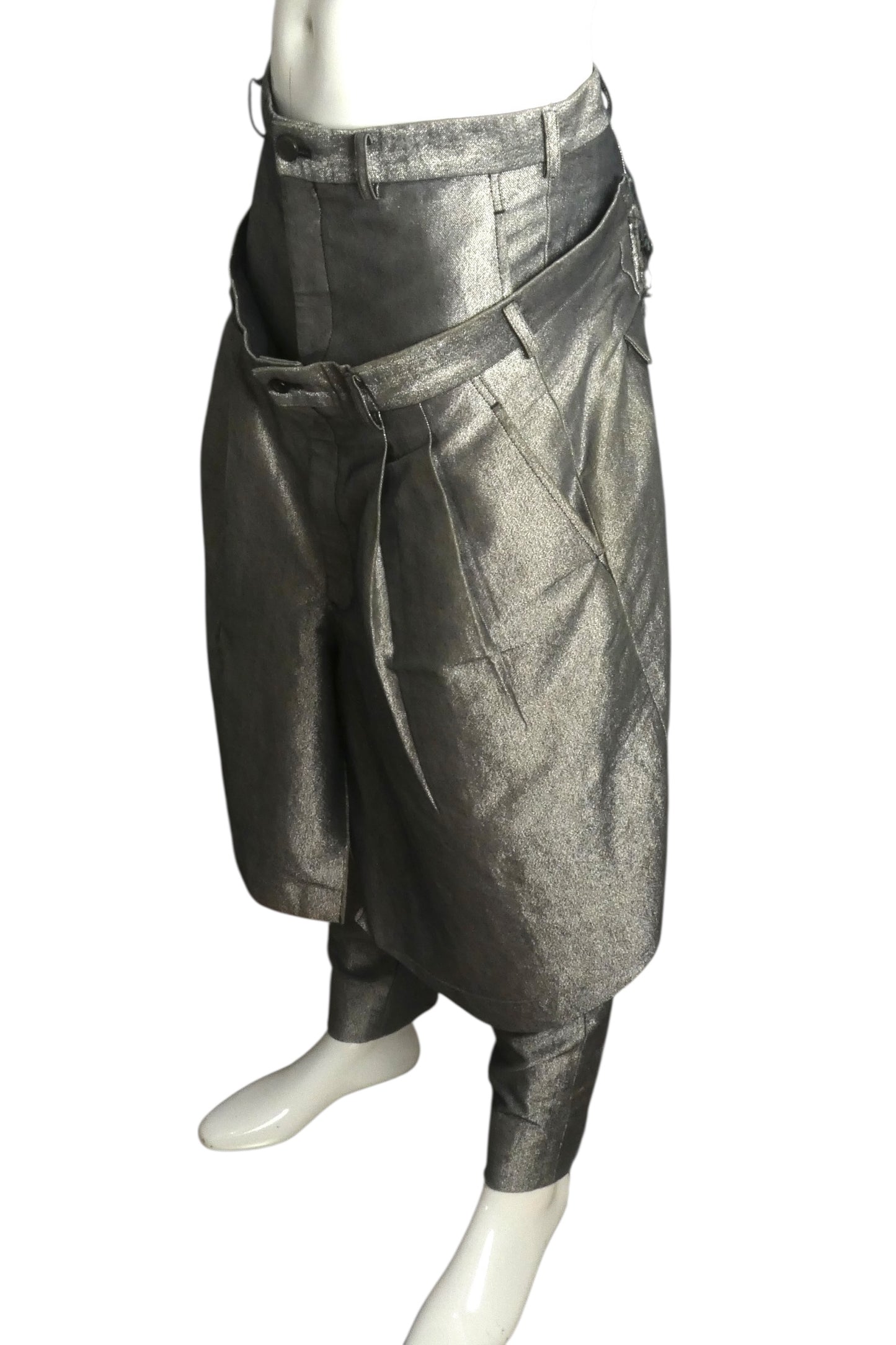COMME DES GARCONS- 2021 Silver Metallic Pants, Waist 32
