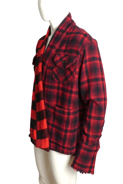 GREG LAUREN- 2022 Wool Flannel Fabric Block Coat, Size XL
