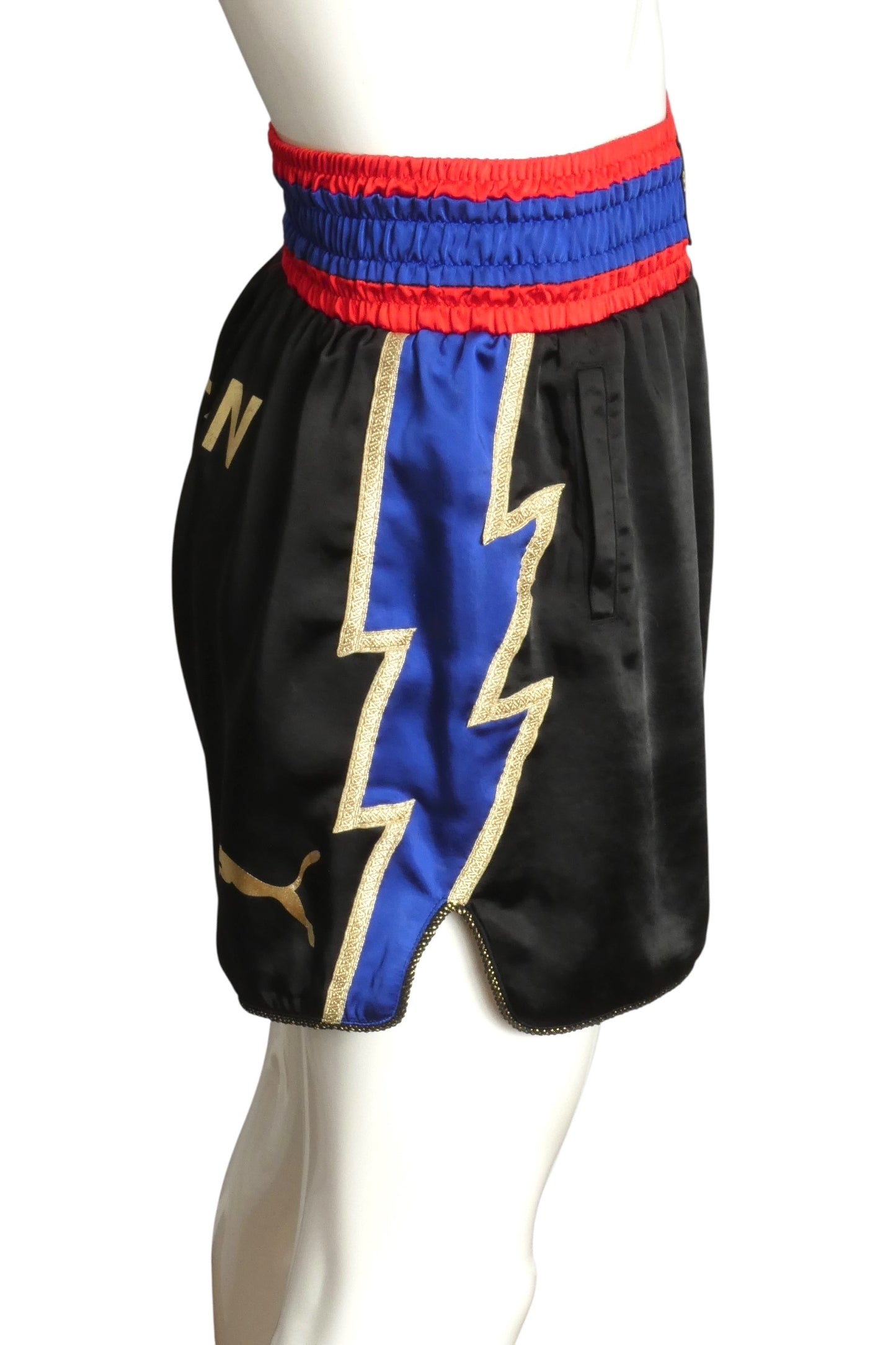 BALMAIN X PUMA- NWT 2019 Multi Color Satin Boxing Shorts, Size Large