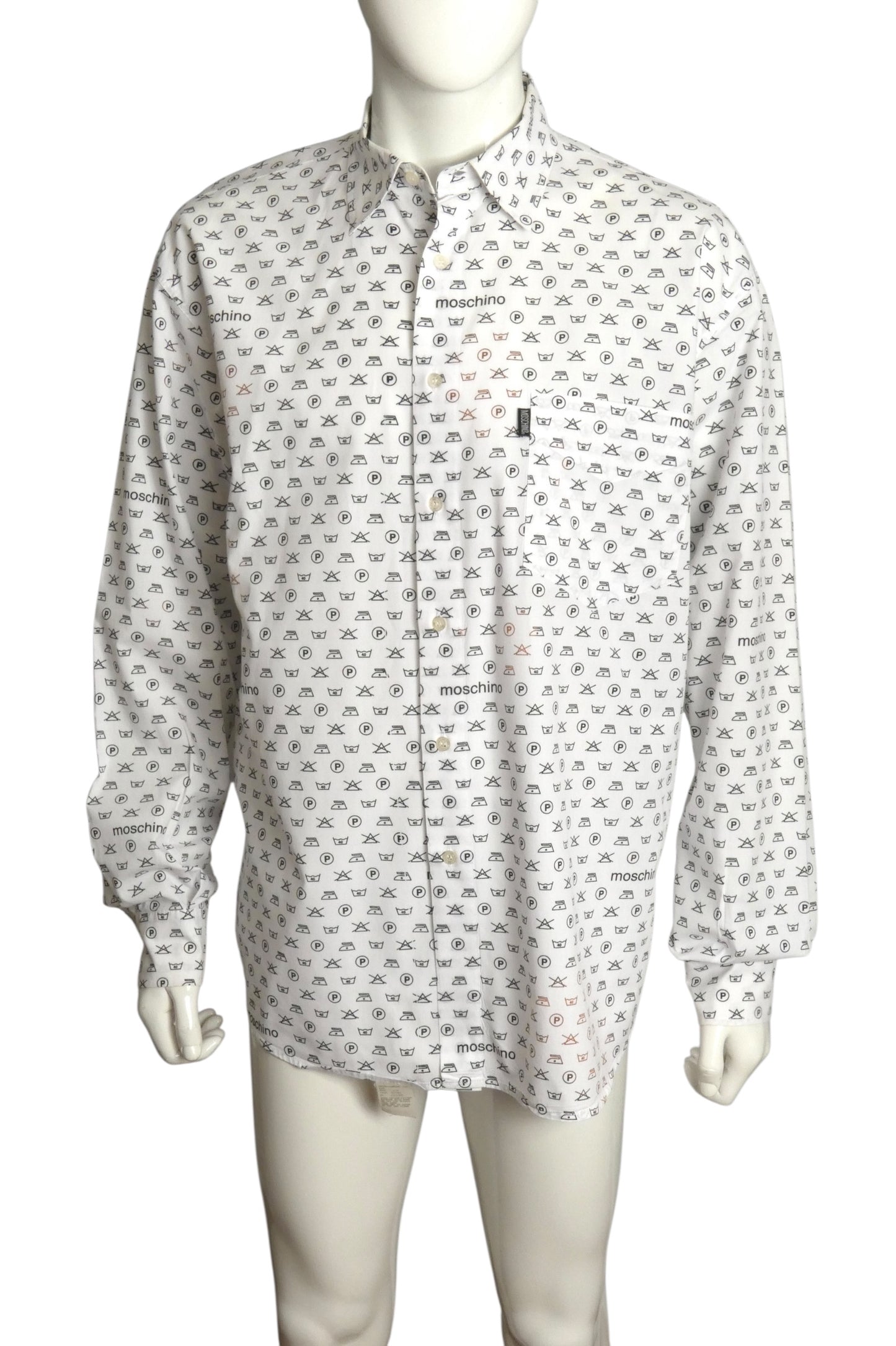 MOSCHINO JEANS- 1990s L/S Cotton Novelty Print Shirt, Size 2XL