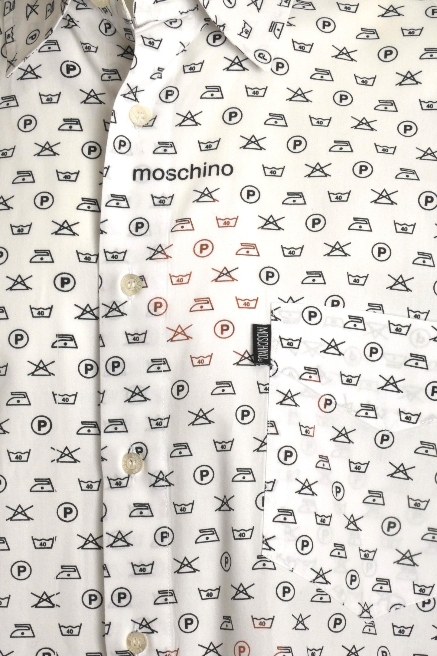 MOSCHINO JEANS- 1990s L/S Cotton Novelty Print Shirt, Size 2XL