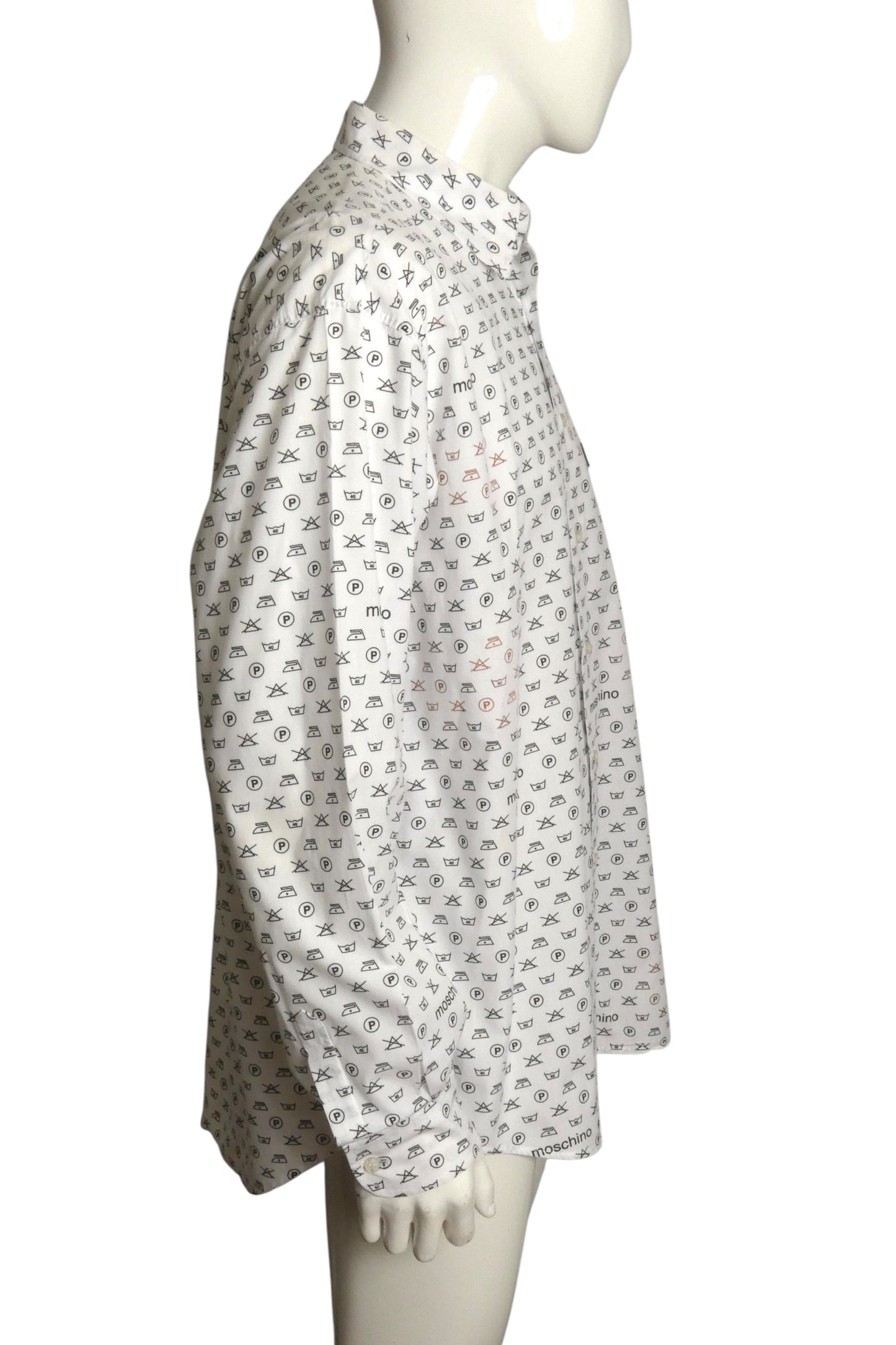 MOSCHINO JEANS- 1990s L/S Cotton Novelty Print Shirt, Size 2XL