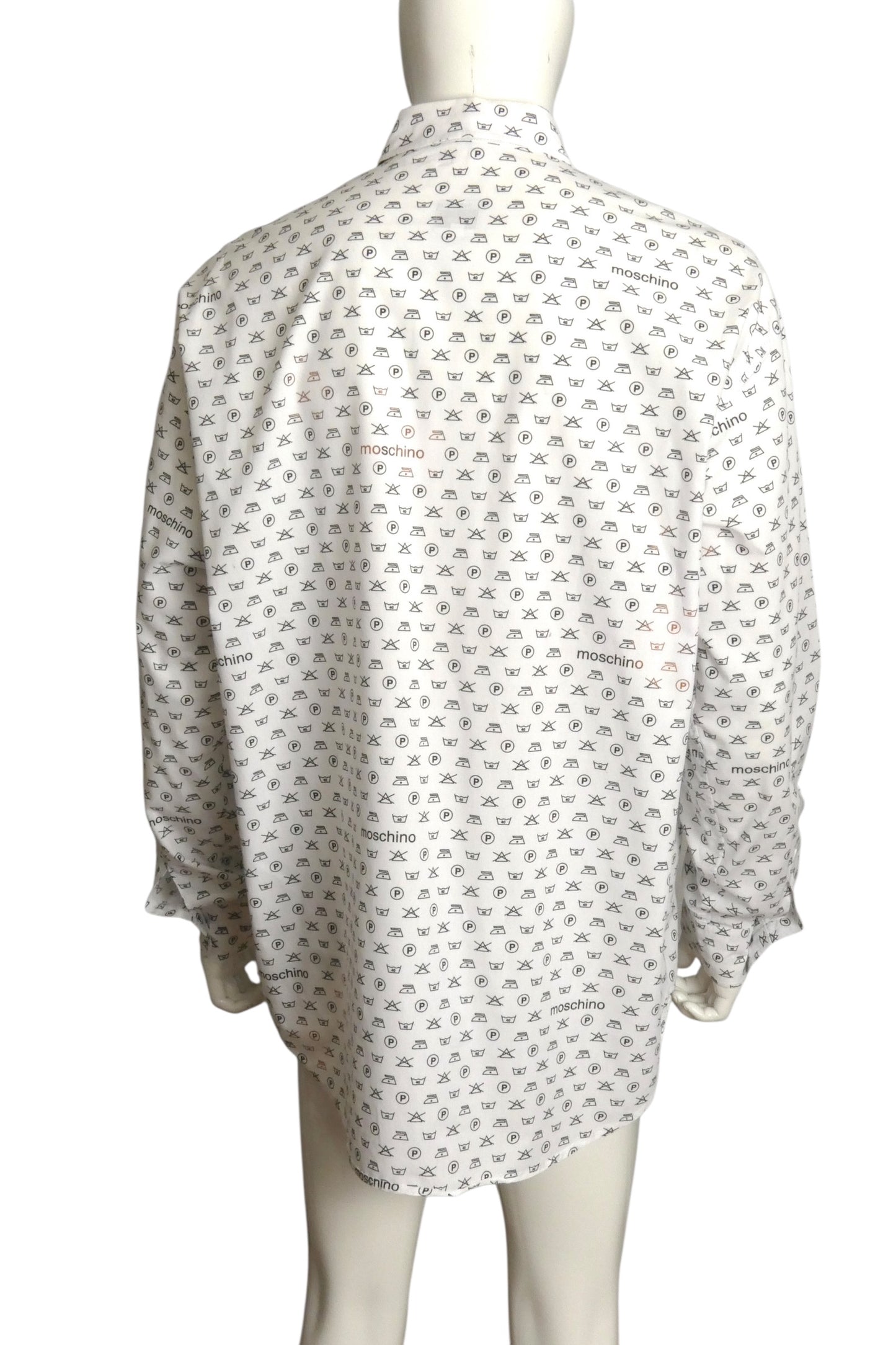 MOSCHINO JEANS- 1990s L/S Cotton Novelty Print Shirt, Size 2XL