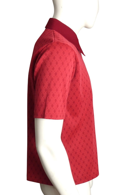 1970s Red S/S Knit Polo, Size Large