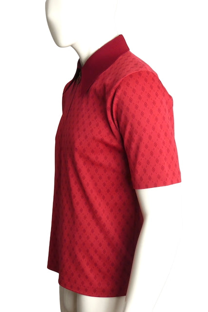 1970s Red S/S Knit Polo, Size Large