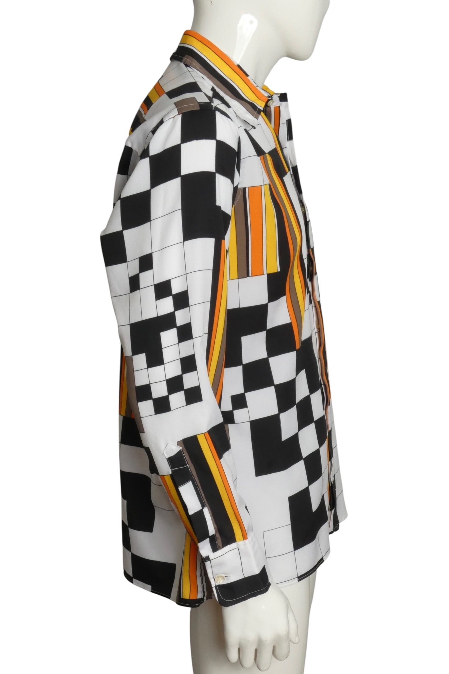 PIERRE CARDIN- 1970s Graphic Print L/S Shirt, Size XL