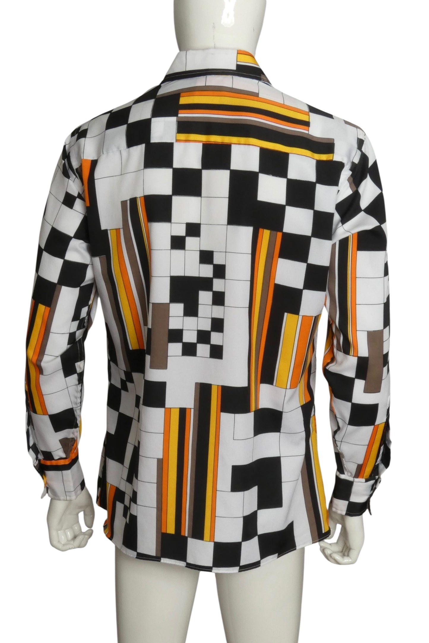 PIERRE CARDIN- 1970s Graphic Print L/S Shirt, Size XL