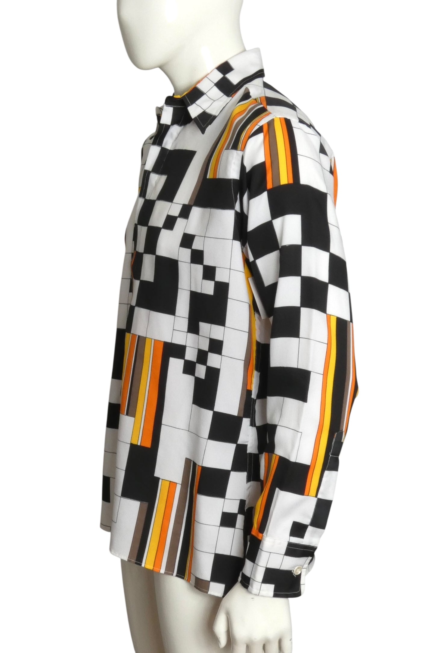 PIERRE CARDIN- 1970s Graphic Print L/S Shirt, Size XL