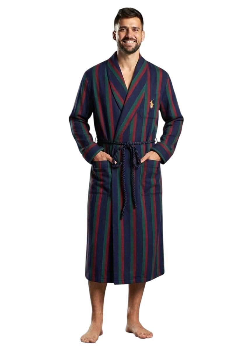 RALPH LAUREN- 1980s Multi Color Wool Stripe Robe, Size M/L