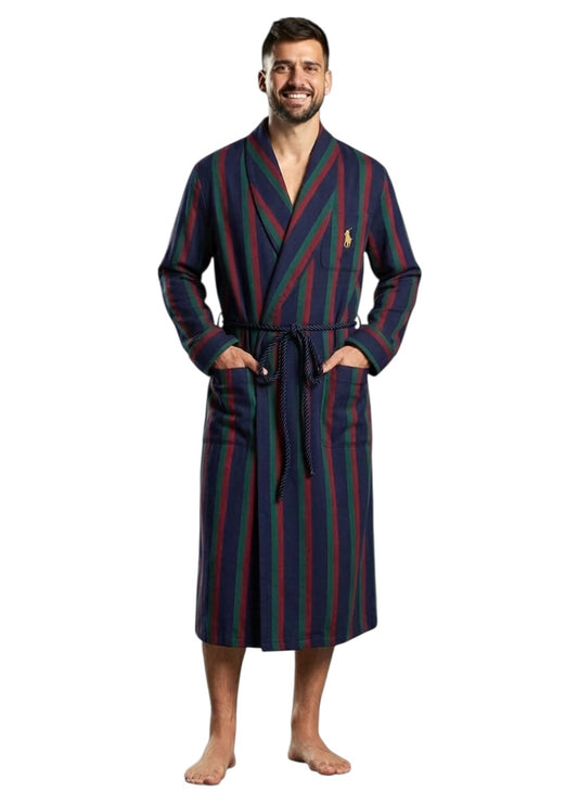 RALPH LAUREN- 1980s Multi Color Wool Stripe Robe, Size M/L