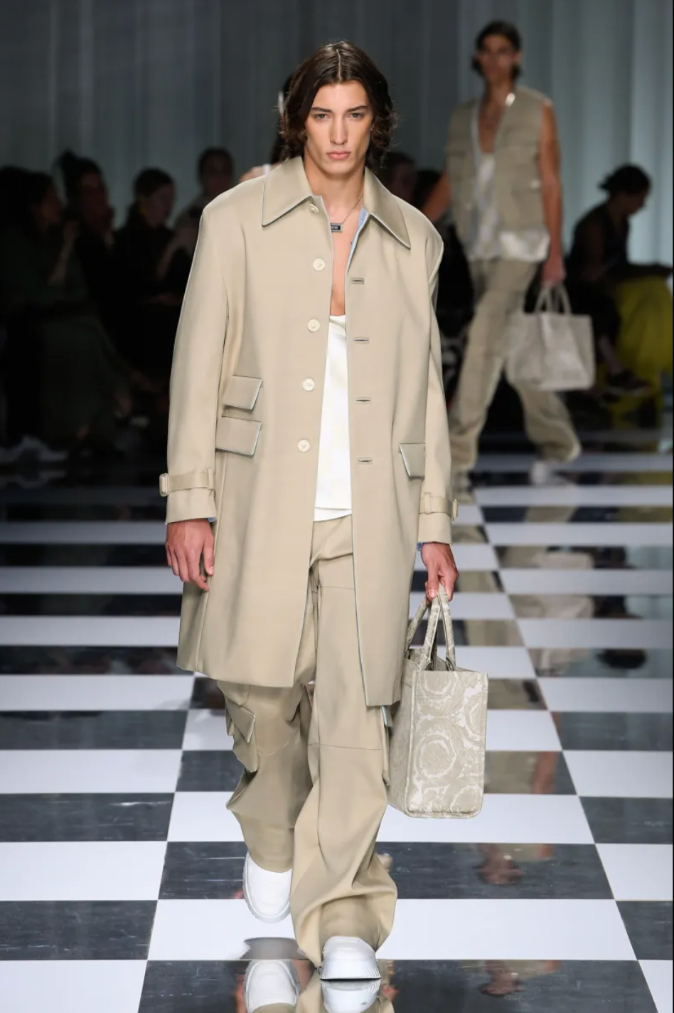 VERSACE NWT 2024 Khaki Twill Overcoat, Multiple Sizes Available