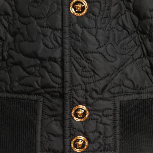 VERSACE- NWT 2024 Black Quilted Barocco Coat, Size 2XL