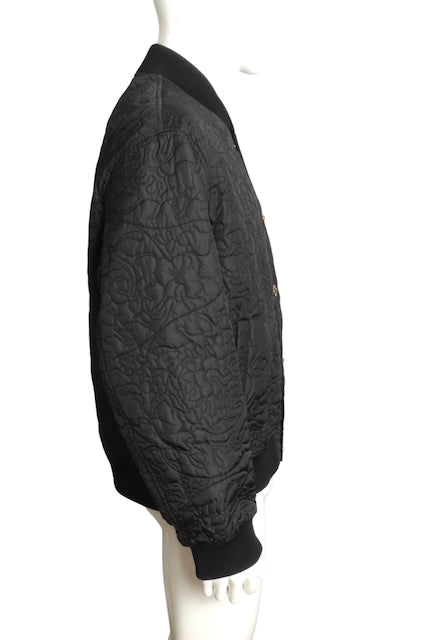 VERSACE- NWT 2024 Black Quilted Barocco Coat, Size 2XL