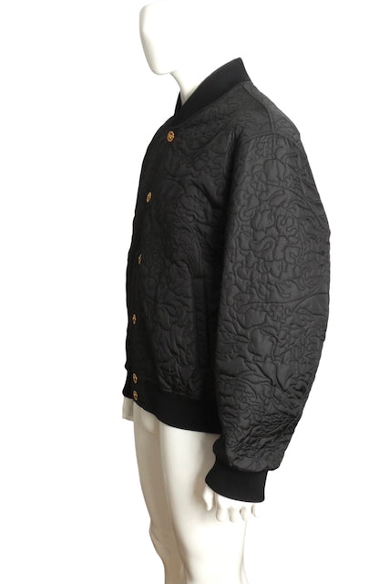 VERSACE- NWT 2024 Black Quilted Barocco Coat, Size 2XL