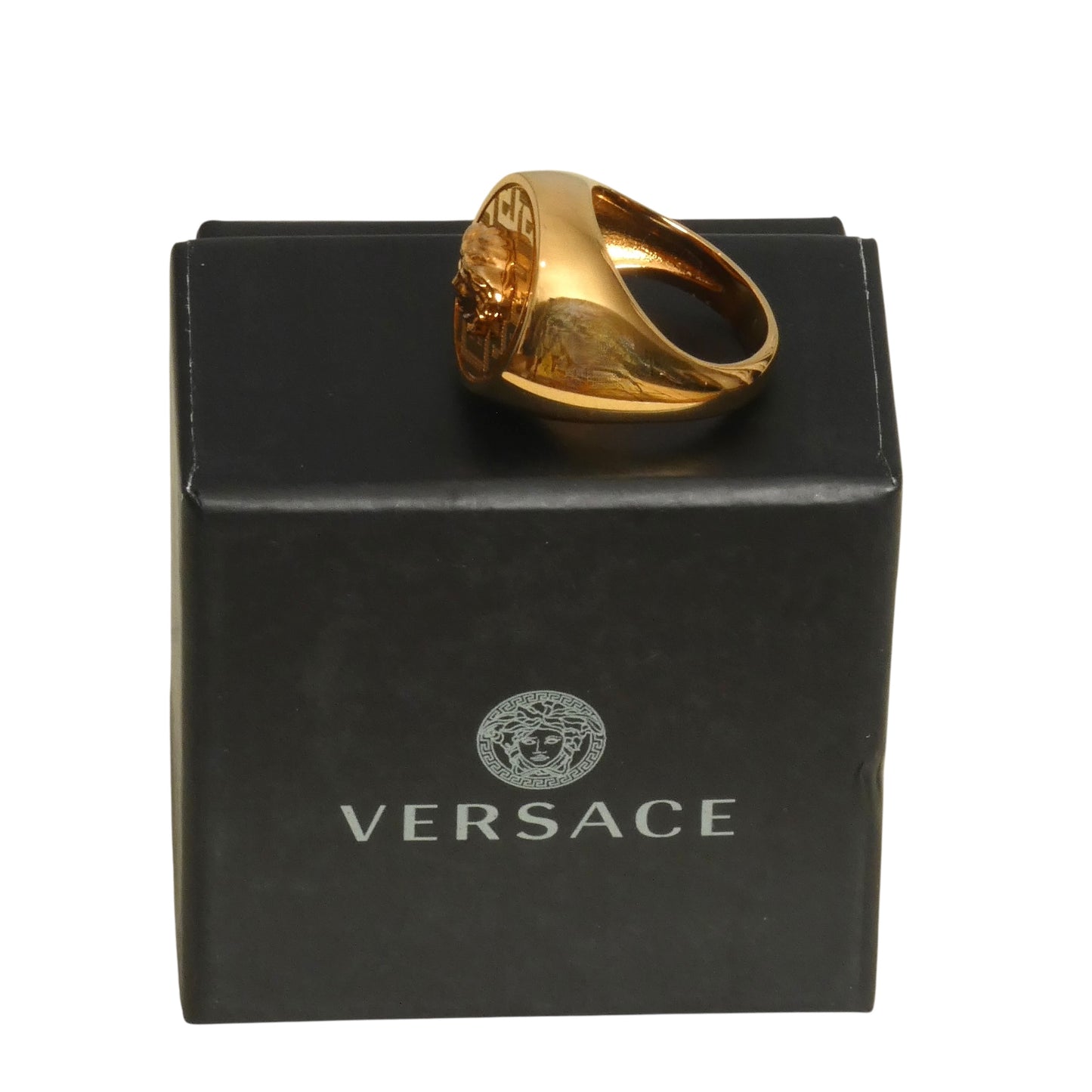 VERSACE- NIB Gold Medusa Head Ring, Size 21