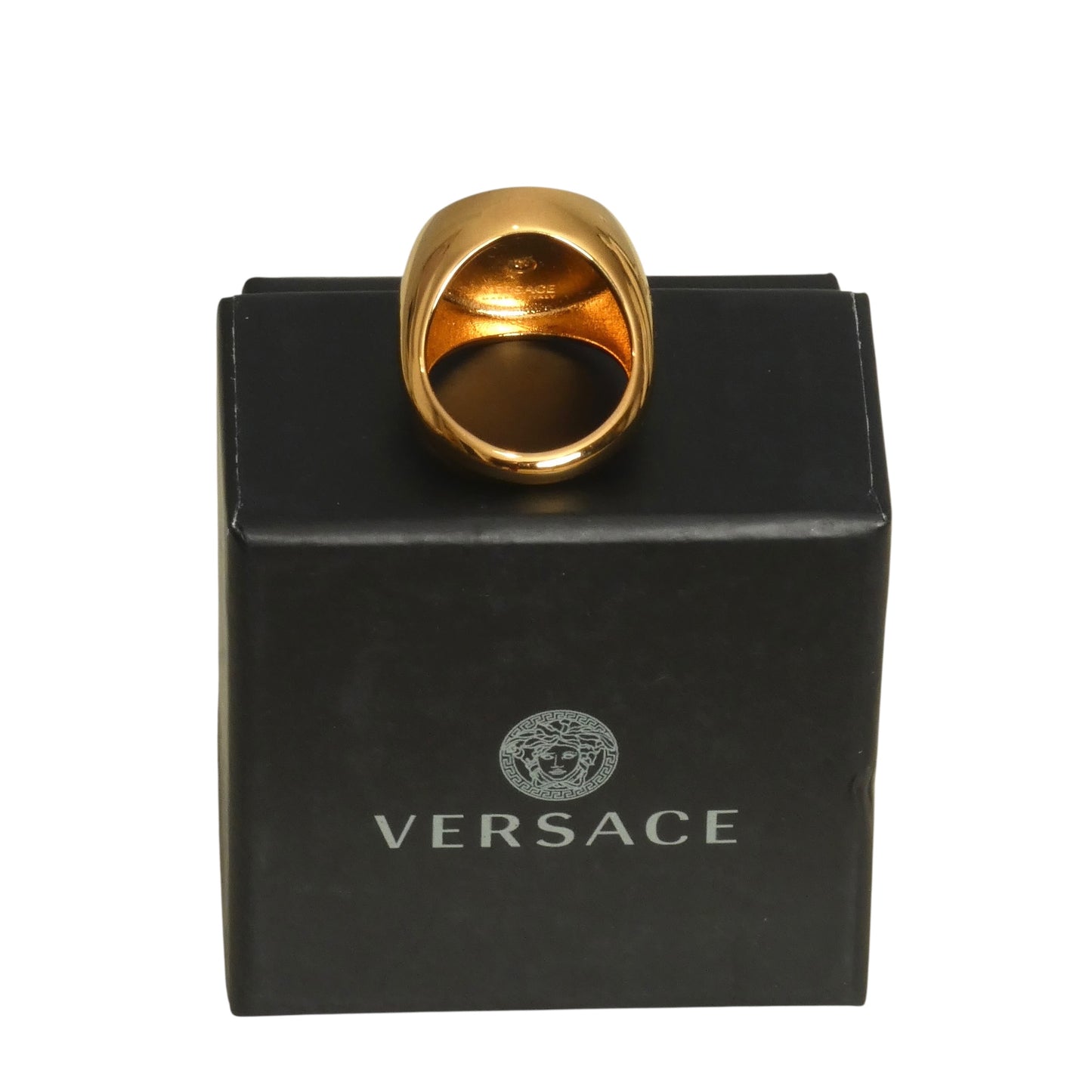 VERSACE- NIB Gold Medusa Head Ring, Size 21