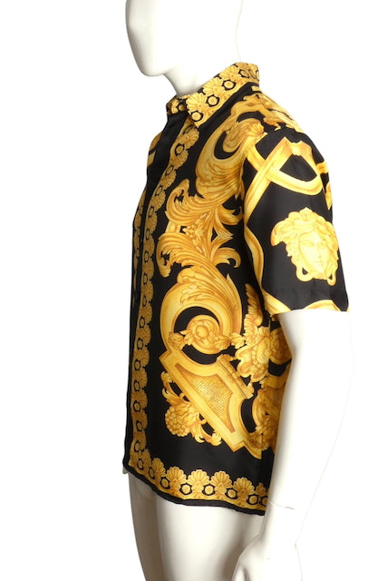 VERSACE- NWT Heritage Print Silk S/S Shirt, Size Large