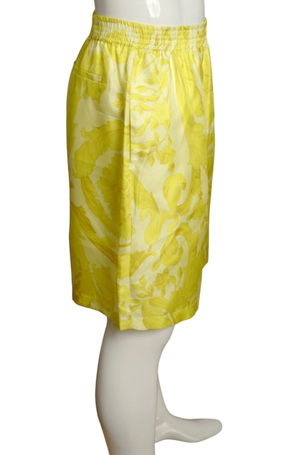 VERSACE- NWT Yellow Barocco Print Shorts, Size Medium