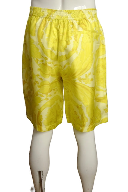 VERSACE- NWT Yellow Barocco Print Shorts, Size Medium