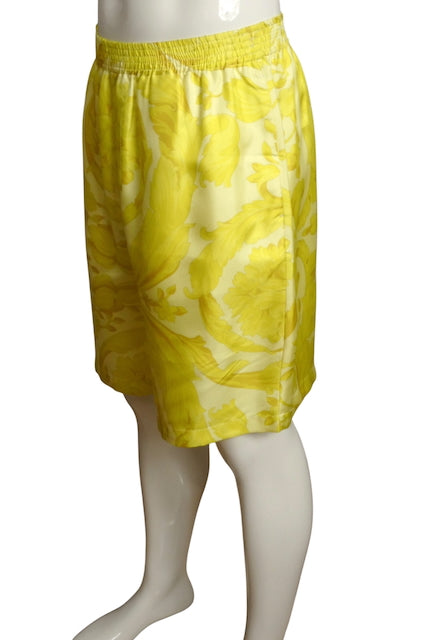 VERSACE- NWT Yellow Barocco Print Shorts, Size Medium