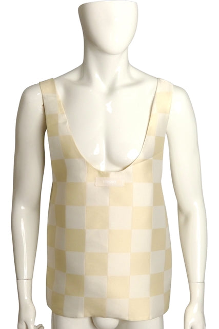 VERSACE- NWT 2024 Check Silk Tank Top, Size Medium