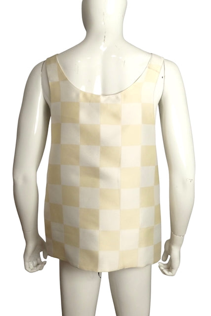 VERSACE- NWT 2024 Check Silk Tank Top, Size Medium