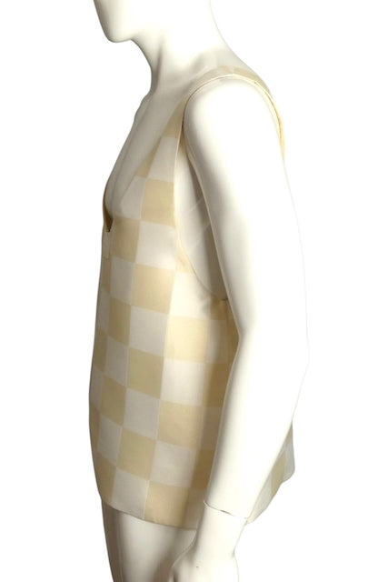 VERSACE- NWT 2024 Check Silk Tank Top, Size Medium