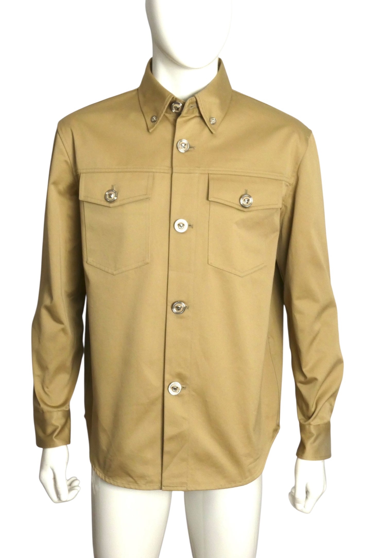 VERSACE- NWT 2024 Khaki Cotton Utility Shirt,  Size Large