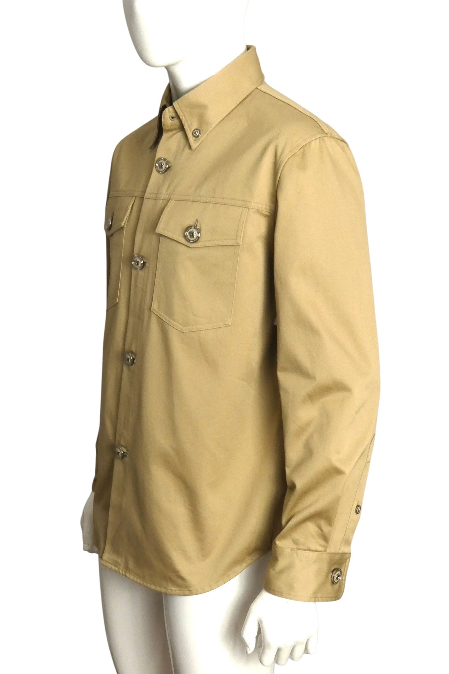 VERSACE- NWT 2024 Khaki Cotton Utility Shirt,  Size Large