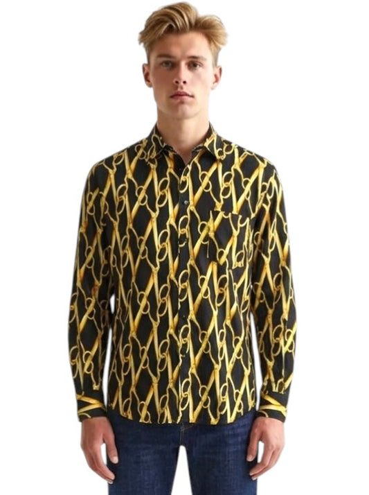 1996 Scissor Print Cotton Shirt, Size Large