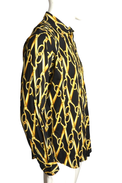 MOSCHINO- Scissor Print Cotton L/S Shirt, Size Large