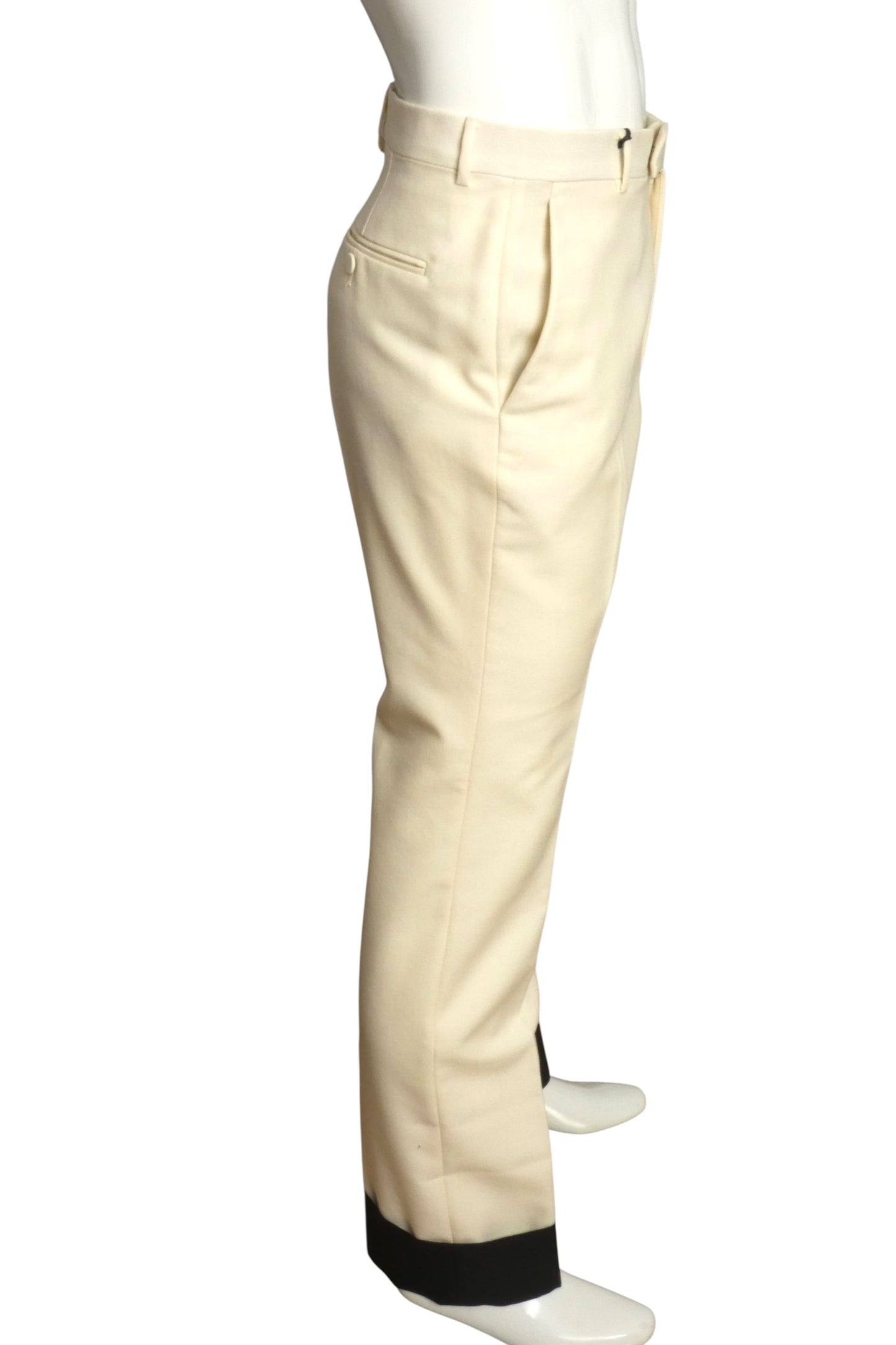 GUCCI- NWT 2022 Ivory Wool & Velvet Trousers, Waist 32