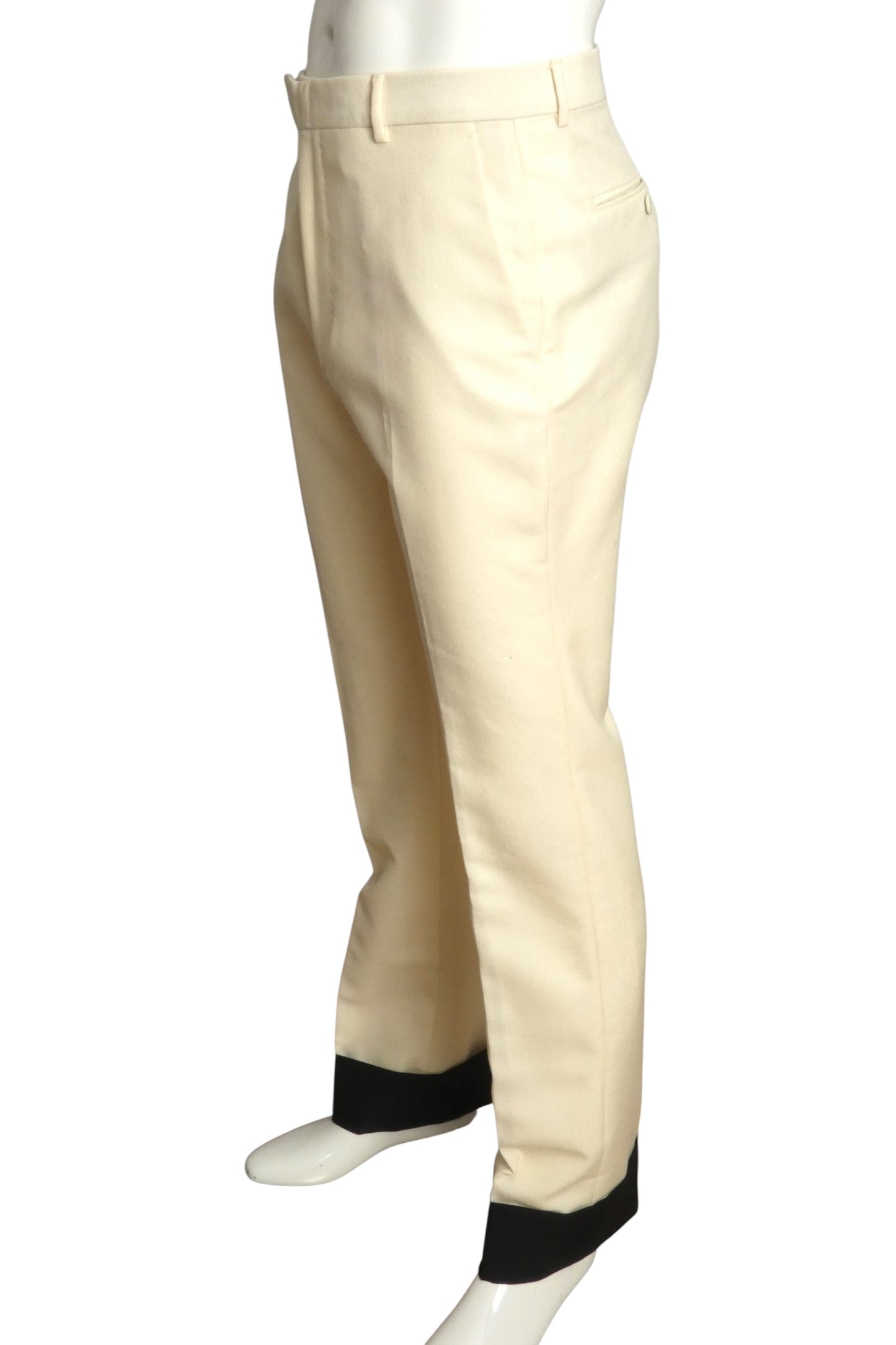 GUCCI- NWT 2022 Ivory Wool & Velvet Trousers, Waist 32