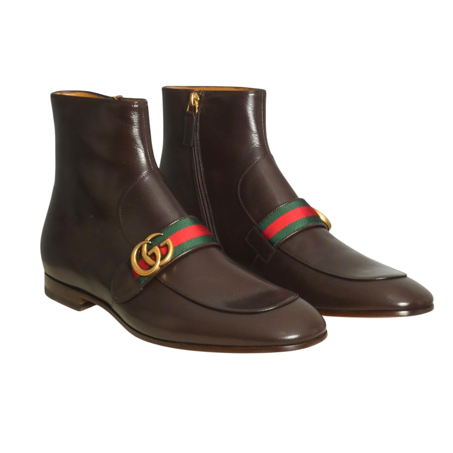 GUCCI- 2017 Brown Leather "Donnie" Ankle Boots, Size-11